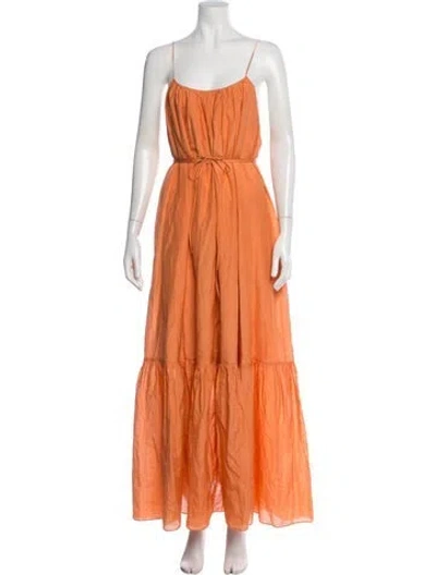 Pre-owned Matteau Scoop Neck Long Dress In Orange