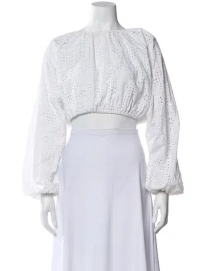 Pre-owned Matteau Scoop Neck Long Sleeve Crop Top In White