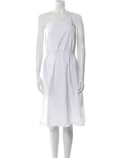 Pre-owned Matteau Scoop Neck Midi Length Dress In White