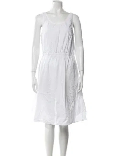 Pre-owned Matteau Scoop Neck Midi Length Dress In White