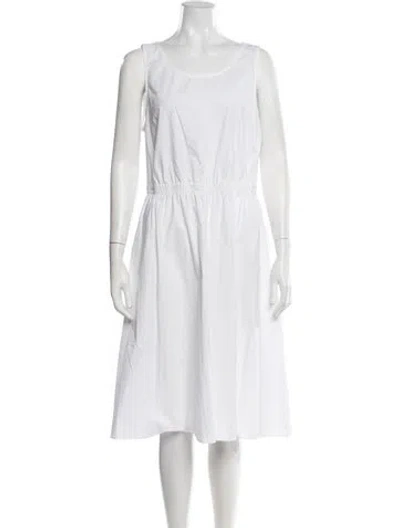 Pre-owned Matteau Scoop Neck Midi Length Dress In White