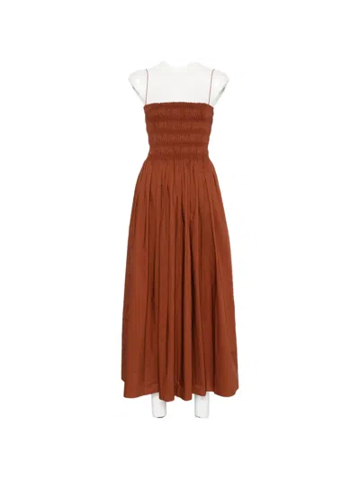 Matteau Shirred Bodice Dress In Brown