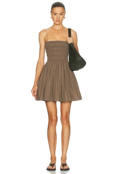 Matteau Shirred Bodice Mini Dress In Brown