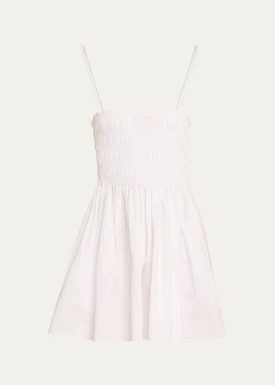 Matteau Shirred Bodice Mini Dress In White