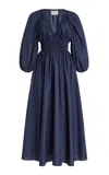 Matteau Shirred Plunge Button Dress Dresses Blue In Blue