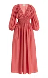 Matteau Shirred Cotton Maxi Dress In Pink