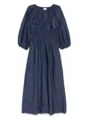 Matteau Shirred Plunge Button Dress Dresses Blue In Blue