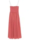 Matteau Gathered Organic Cotton And Silk-blend Midi Dress In Pink
