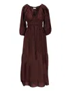 Matteau Shirred Plunge Button Dress Dresses Bordeaux In Brown