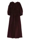 Matteau Shirred Organic Cotton-poplin Maxi Dress In Burgundy