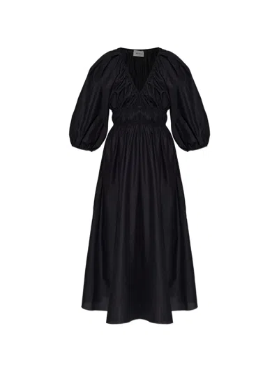 Matteau Shirred Plunge-neck Dress In Pink