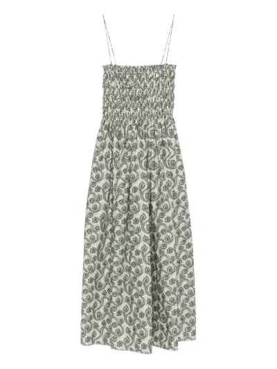 Matteau Shirred Printed Maxi Dress In Neutral