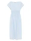 Matteau Shirred-waist Midi Dress In Blue