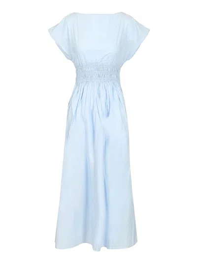 Matteau Shirred Waist Midi Dress Dresses Light Blue