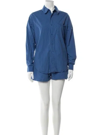 Pre-owned Matteau Short Set In Blue/white