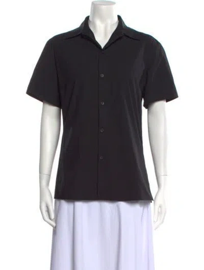 Pre-owned Matteau Short Sleeve Button-up Top In Black