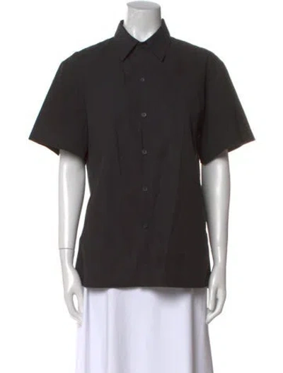 Pre-owned Matteau Short Sleeve Button-up Top In Black