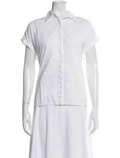 Pre-owned Matteau Short Sleeve Button-up Top In White