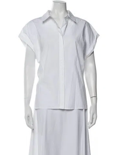 Pre-owned Matteau Short Sleeve Button-up Top In White