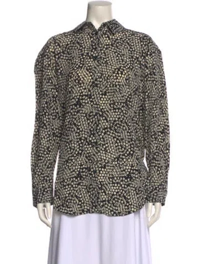 Pre-owned Matteau Silk Animal Print Button-up Top In Multi