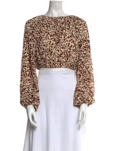 Pre-owned Matteau Silk Animal Print Crop Top In Neutral