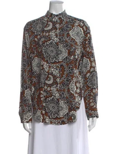 Pre-owned Matteau Silk Floral Print Button-up Top In Multi
