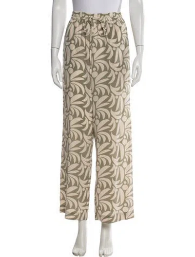 Pre-owned Matteau Silk Floral Print Pajamas In Neutrals