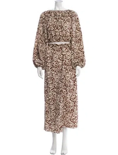 Pre-owned Matteau Silk Floral Print Skirt Set In Neutral