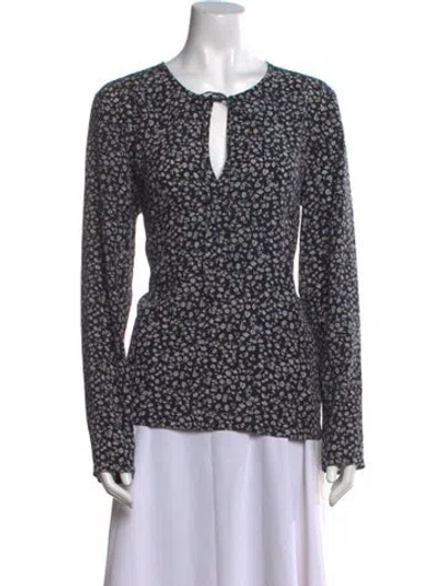 Pre-owned Matteau Silk Floral Print Top In Blue