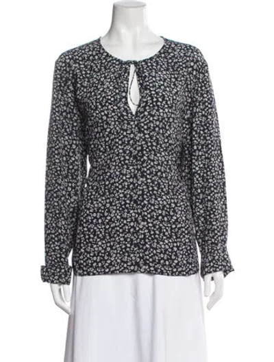 Pre-owned Matteau Silk Floral Print Top In Blue