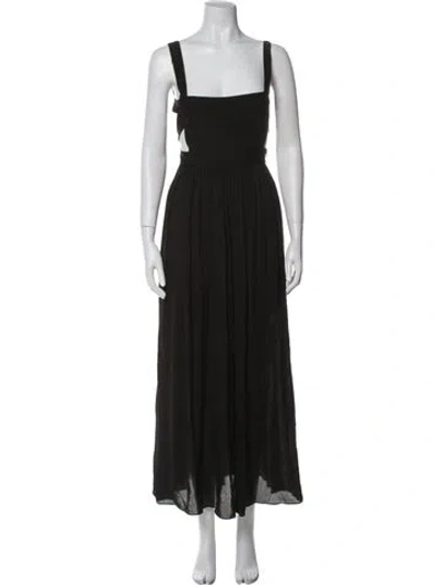 Pre-owned Matteau Silk Long Dress In Black