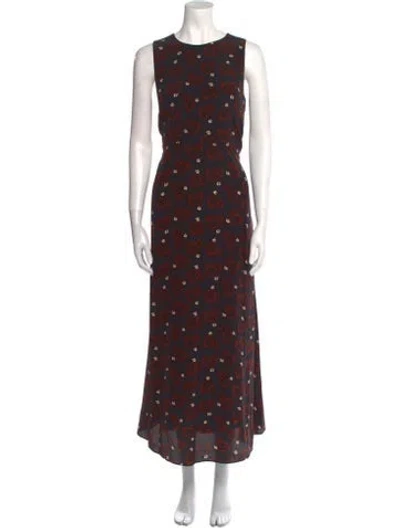 Pre-owned Matteau Silk Long Dress In Black