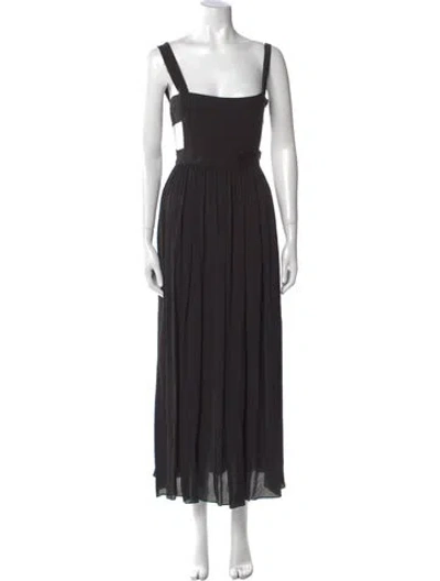 Pre-owned Matteau Silk Long Dress In Black