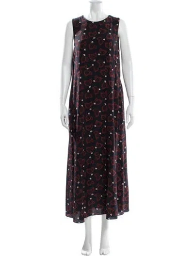Pre-owned Matteau Silk Long Dress In Black
