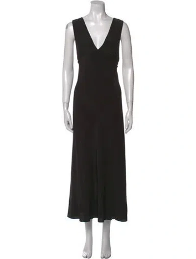 Pre-owned Matteau Silk Long Dress In Black