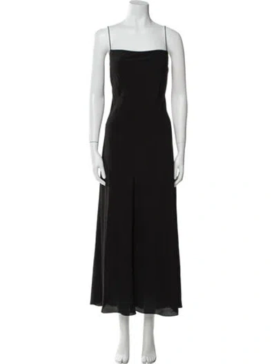 Pre-owned Matteau Silk Long Dress In Black