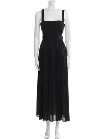 Pre-owned Matteau Silk Long Dress In Black