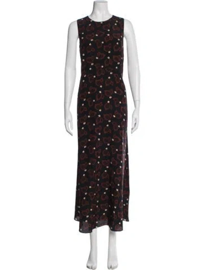 Pre-owned Matteau Silk Long Dress In Black