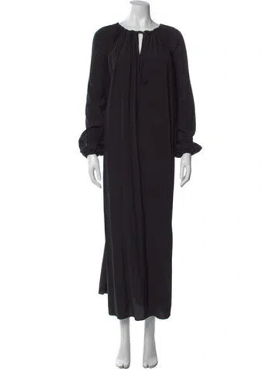 Pre-owned Matteau Silk Long Dress In Black