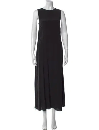 Pre-owned Matteau Silk Long Dress In Black
