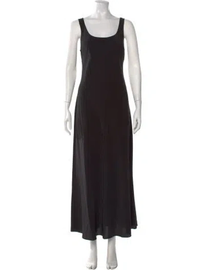 Pre-owned Matteau Silk Long Dress In Black