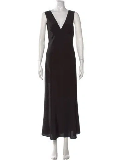 Pre-owned Matteau Silk Long Dress In Black