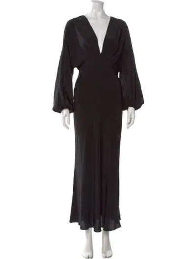 Pre-owned Matteau Silk Long Dress In Black