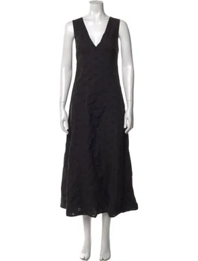 Pre-owned Matteau Silk Long Dress In Black