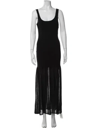 Pre-owned Matteau Silk Long Dress In Black