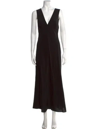 Pre-owned Matteau Silk Long Dress In Black
