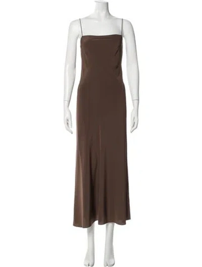 Pre-owned Matteau Silk Long Dress In Brown
