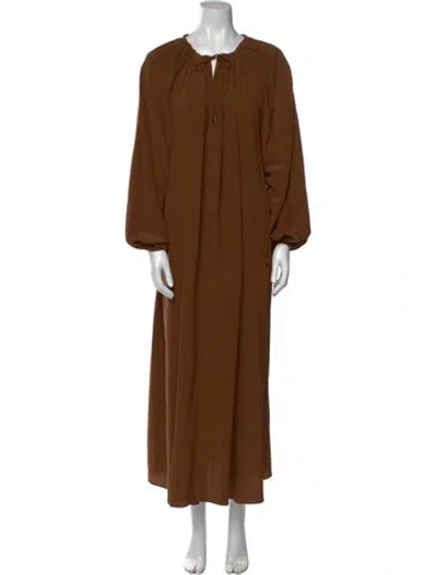 Pre-owned Matteau Silk Long Dress In Brown