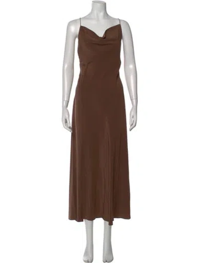 Pre-owned Matteau Silk Long Dress In Brown