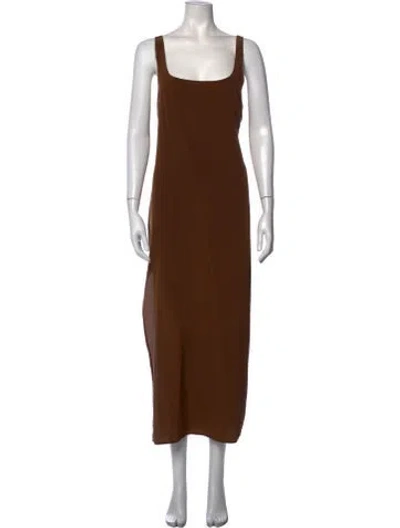 Pre-owned Matteau Silk Long Dress In Brown